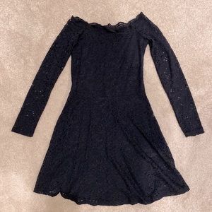 NWT Hollister Navy Blue Lacy Flared Dress, Size S